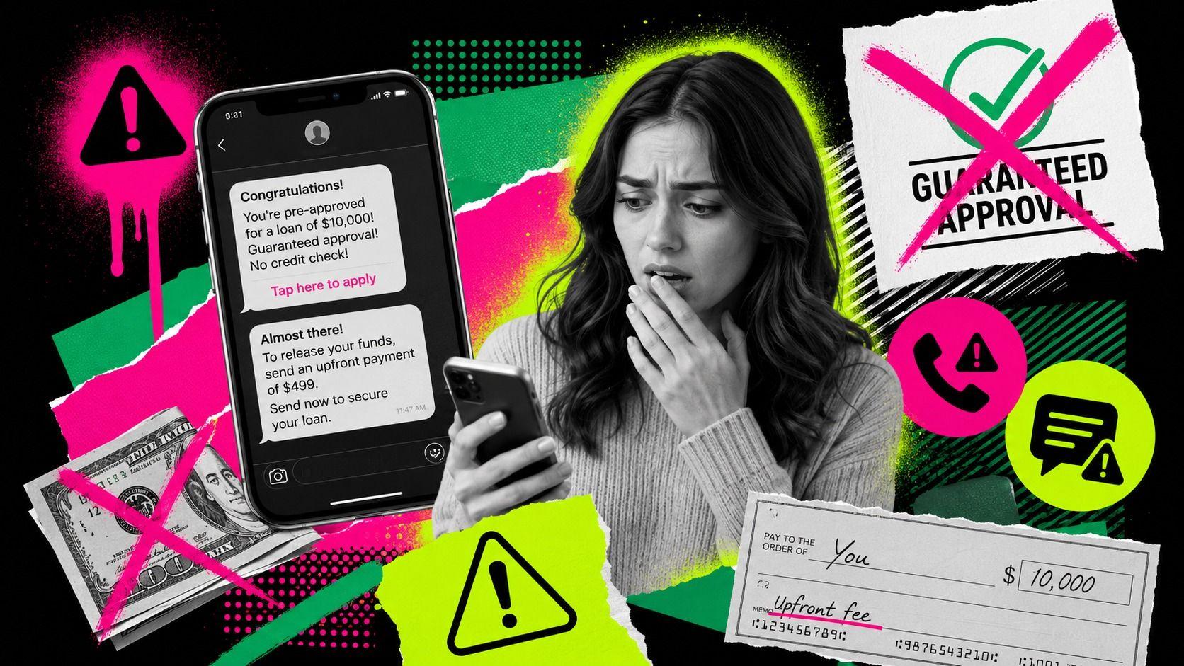 Avoid These Scams: Advance‑fee Loans, "Guaranteed approval", Fake calls/texts