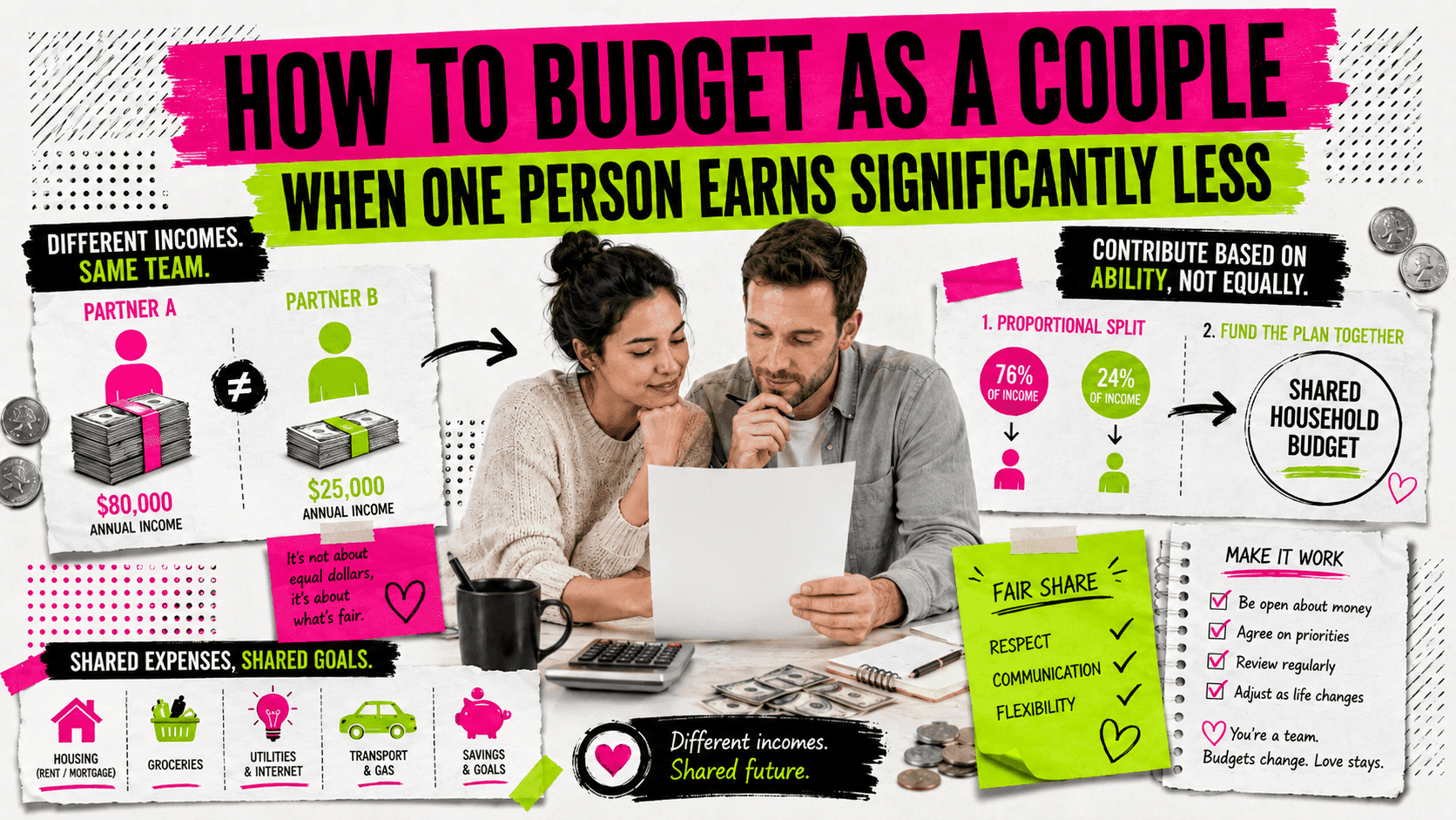How to Budget as a Couple When One Person Earns Significantly Less